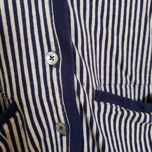 Vintage Cotton 2 Piece Mock Turtleneck Matching Cardigan Vertical Stripes Small - Picture 6 of 10